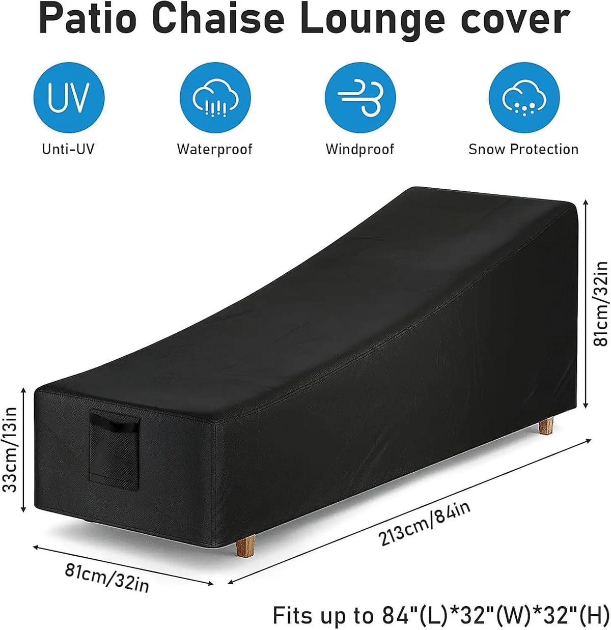 couverture protection chaise longue patio noire imperméable moderne élégants noirs lavable machine sac rangement