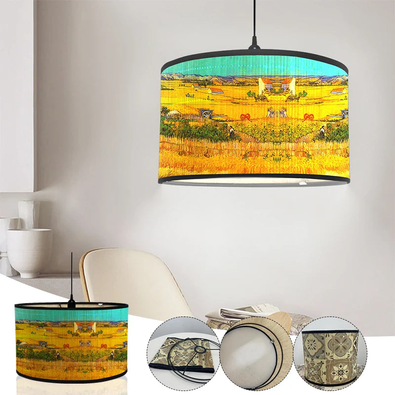 abat jour van gogh peintures nuit étoilée fleurs tournesol bambou art déco