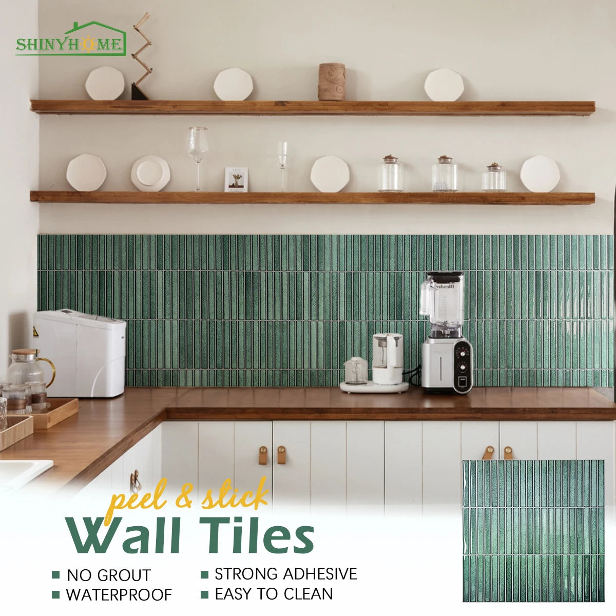 carreaux mur autocollants vert clair moderne rayures verticales 30x30cm pack unique