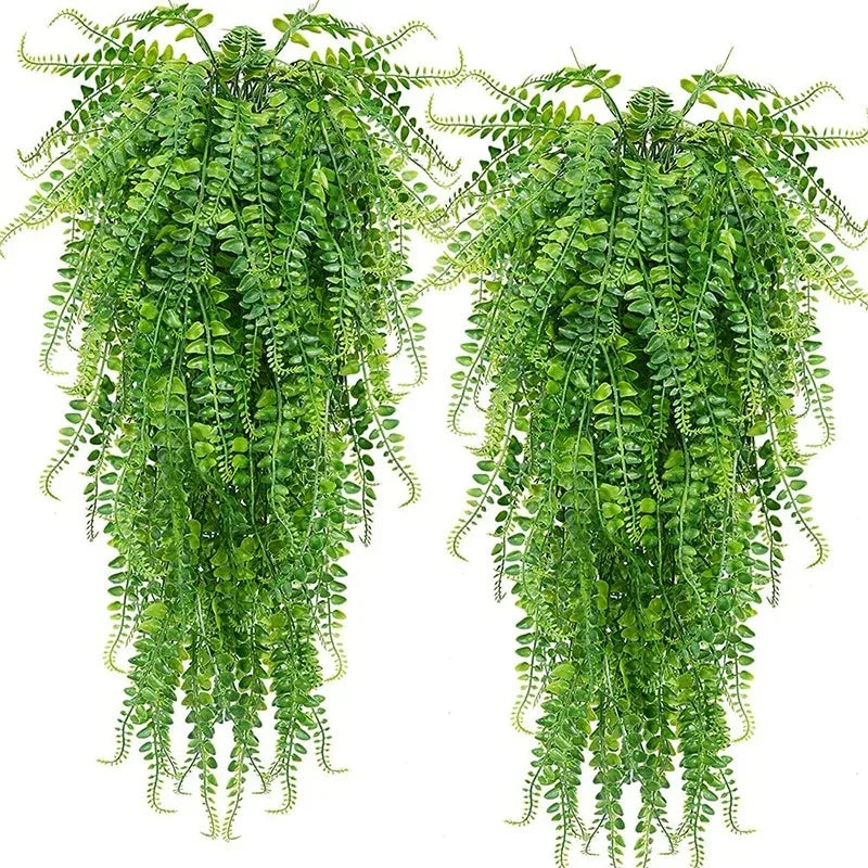 plantes artificielles cascade vert feuilles dentelées décoration naturelle suspensions osierextérieur accrochées 90cm