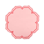 serviettes table carrées coton lin brodé motif floral rose clair vert classiques