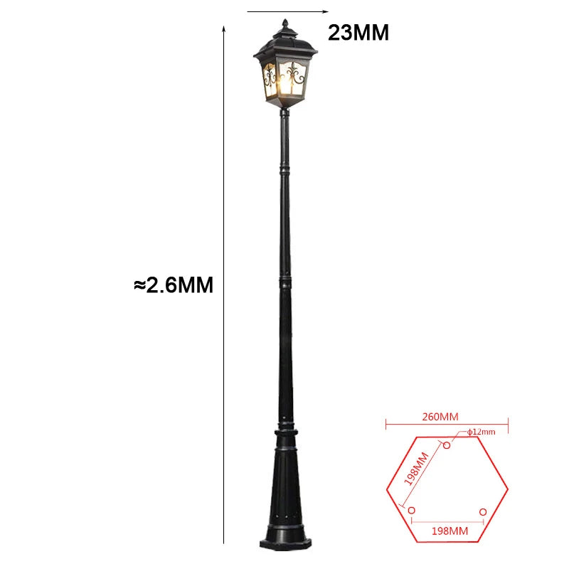 lampe rue or noir classique vintage éclairage public ip65 led aluminiumextérieur industrielle fixe base