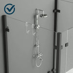 accessoires porte douche transparent noir minimaliste moderne crochet serviettes fixations verre