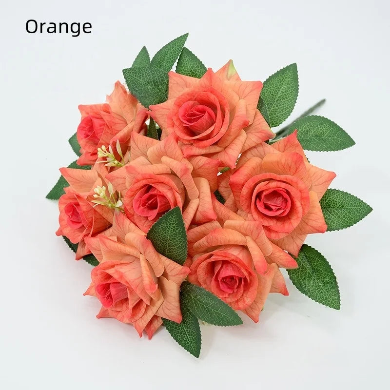 bouquet roses artificielles violet rose orange blanc moderne exposition extérieur soie