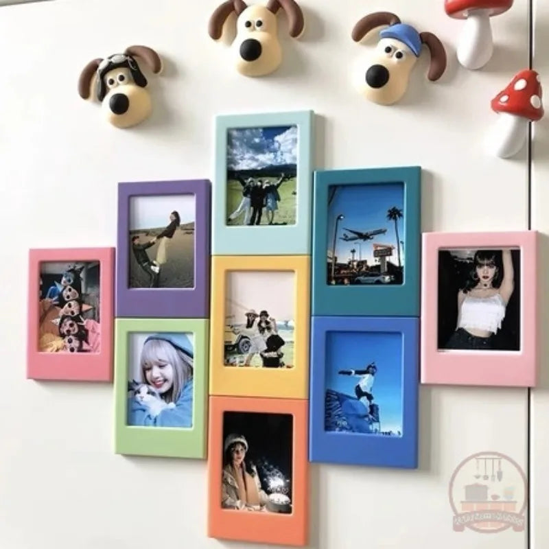 cadres photo aimants colorés motifs mignons figurines animaux décors murales photos variées transparents kpop