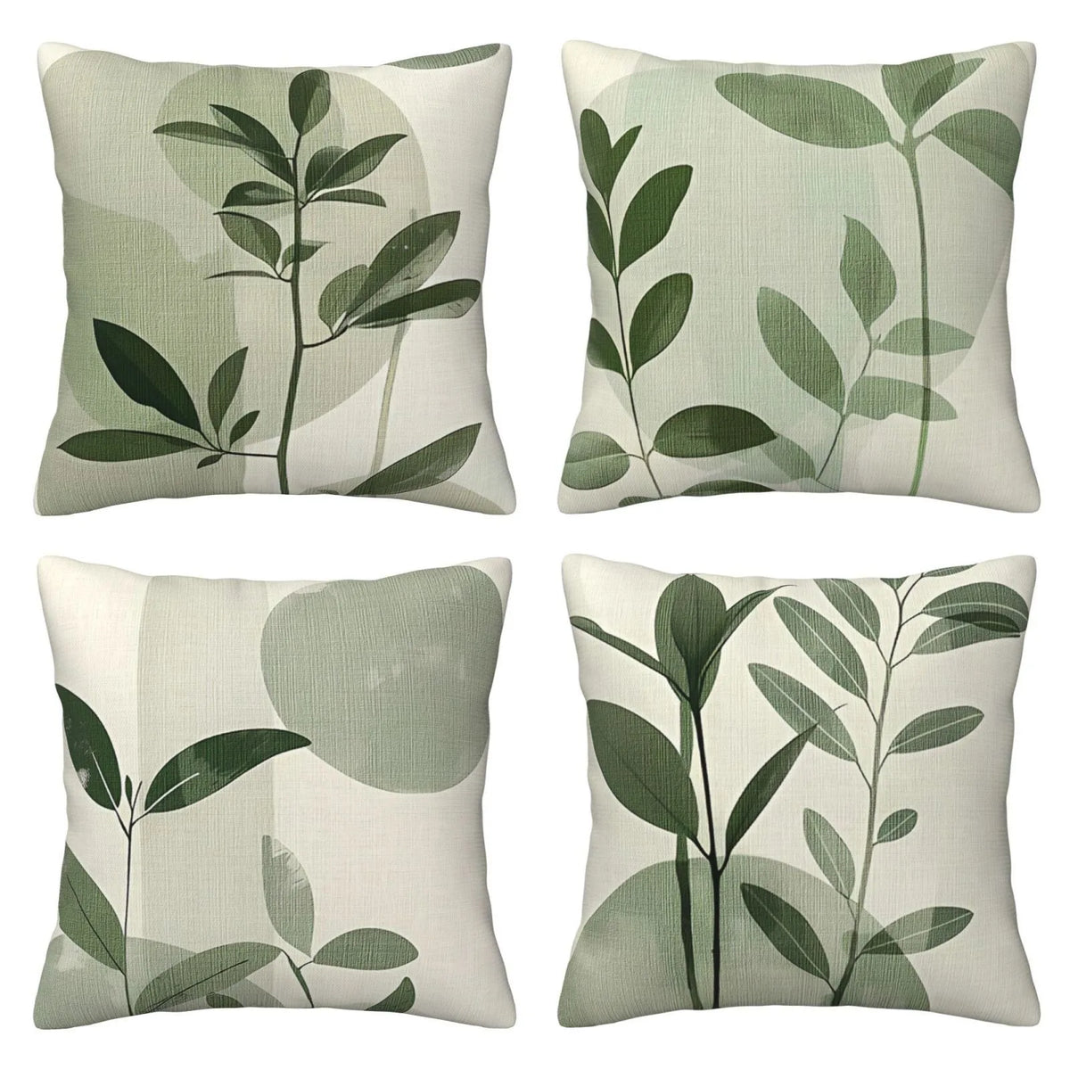 housse coussin polyester motif feuilles vert moderne decoration maison lit salon 40x40cm 45x45cm 50x50cm