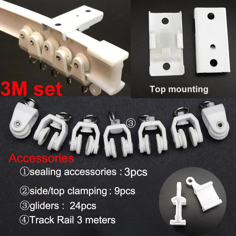 rideau glissière blanc moderne clips top clamping 1m 2m 3m
