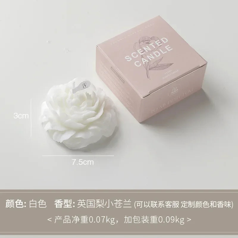 bougies parfumées fleur pivoine rose clair pâle jaune blanc modernes élégantes aromathérapie décoration mariage