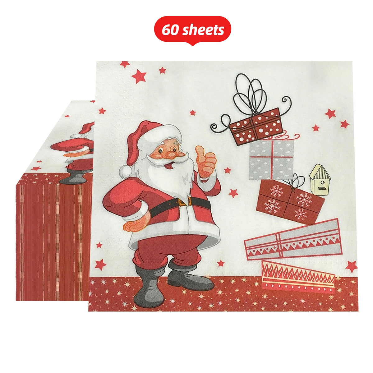 serviettes papier noel pere noel rouge blanc geometrique festives 16.5cm 6.5cm