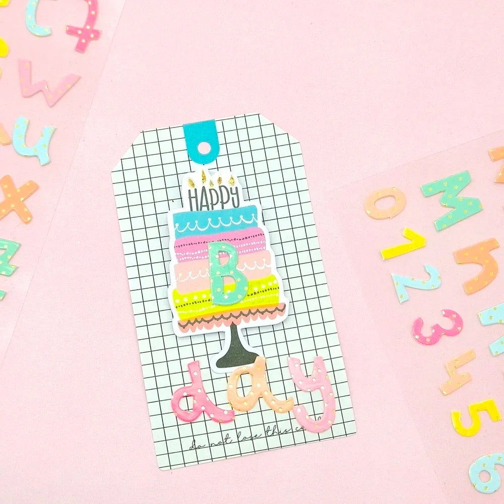lettres alphabet bois multicolore points polka macaron adhésif numéroté scrapbooking agenda