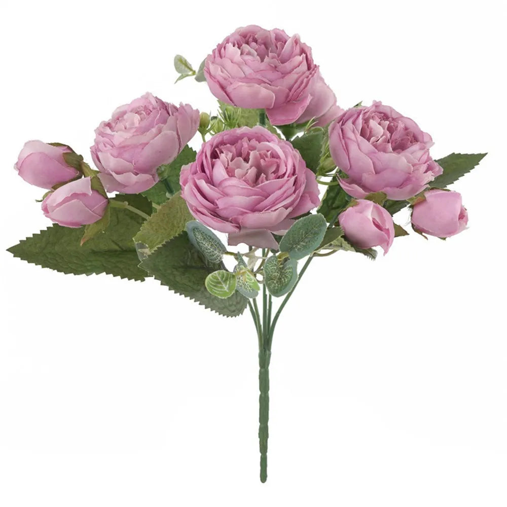 bouquets fleurs artificielles pivoines soie rose clair blanc violet rouge orange romantique extérieur mariage