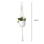 panier suspendu macramé motif géométrique boho chic couleur beige plante incluse fixations decoration maison