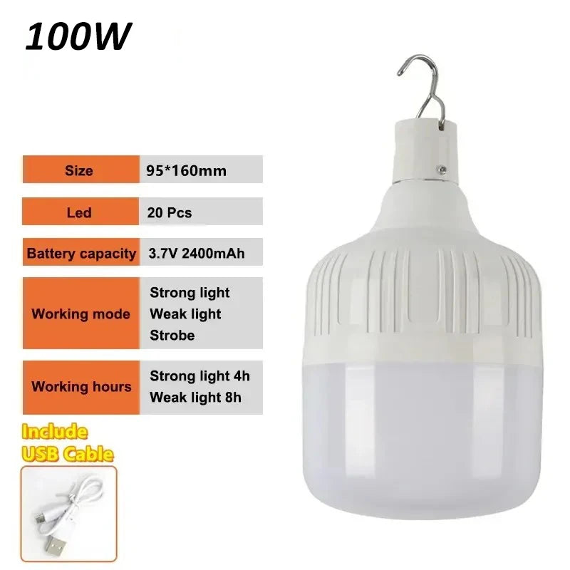 lampe led rechargeable usb blanc moderne crochet camping nuit économie energie