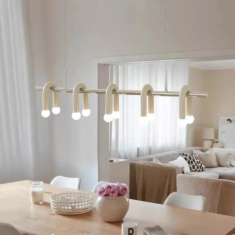 Suspension lumineuse moderne vert olive forme organique ampoules led salon chambrehôtel