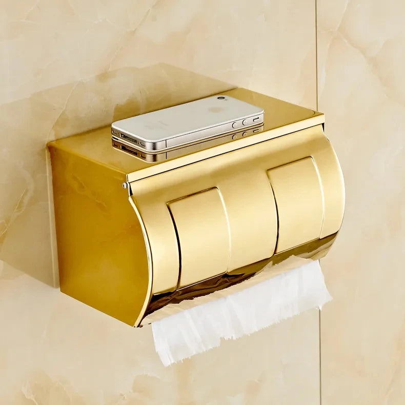 distributeur papier toilette doré moderne élégant porte téléphone mural inoxydable papier toilette