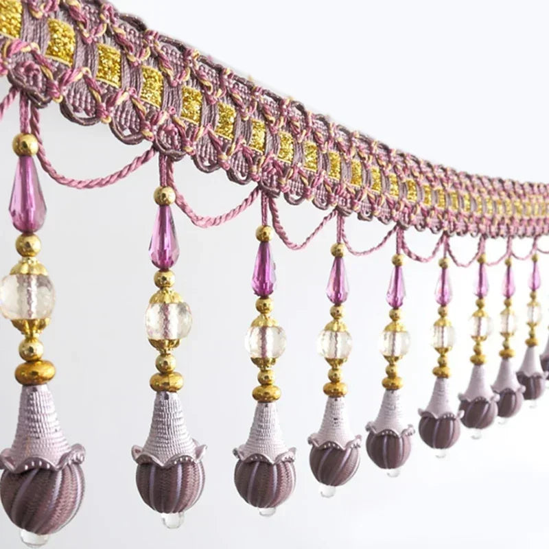 accessoires rideau dentelle goutte bleu clair doré gris élégant textile maison