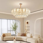 lustre doré cristal pendeloques classique moderne encastrée led 2000lm