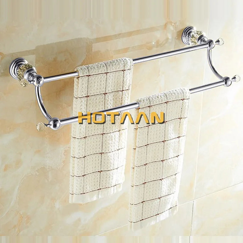 porte serviettes mural chrome classique détails cristal serviettes blanches murale 55 cm