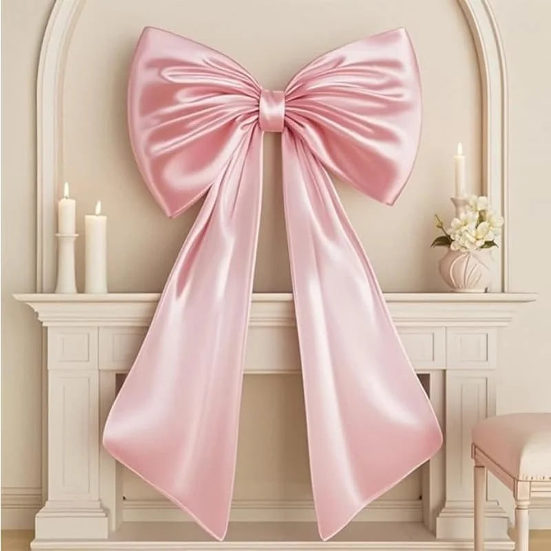 décoration festivaire noeud papillon rose satin brillant adhésif rubans flottants anniversaire mariage noël festive