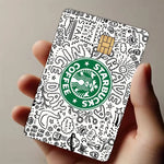 autocollant protection carte bancaire logo starbucks motif graphique moderne waterproof réutilisable