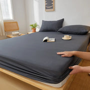 drap housse coton gris blanc moderne minimaliste lit 140x200 deux taies oreillers