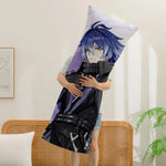 housse coussin allongée double face imprimée personnage anime cheveux bleus moderne ornemental polyester bleu