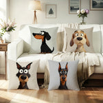 taies d'oreiller illustration chiens blancs maison décoration chambre lit opaques polyester peachskin