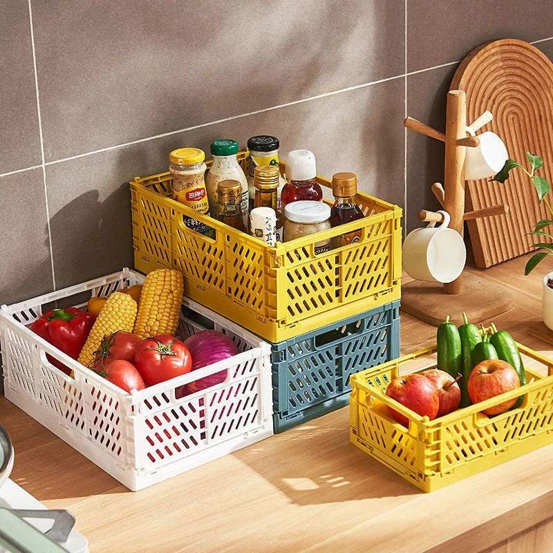 paniers pliables rangement réutilisables blanc rose modernes perforés respectueux environnement multifonctionnels petits moyens