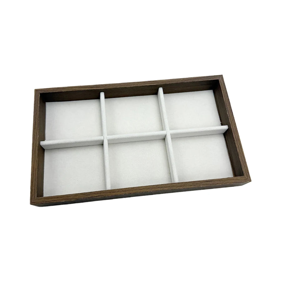 boîtes bijoux velours blanc bois marron clair moderne minimaliste rangement colliers bagues boucles d'oreilles