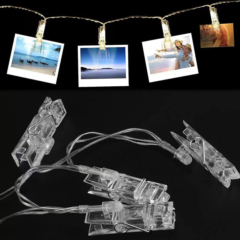 guirlande lumineuse multicolore pinces linge transparentes festives decoration mariage led photos