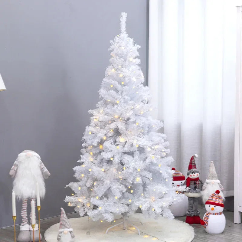 Sapin de Noël blanc en PVC de 180 cm monté dans un salon moderne
