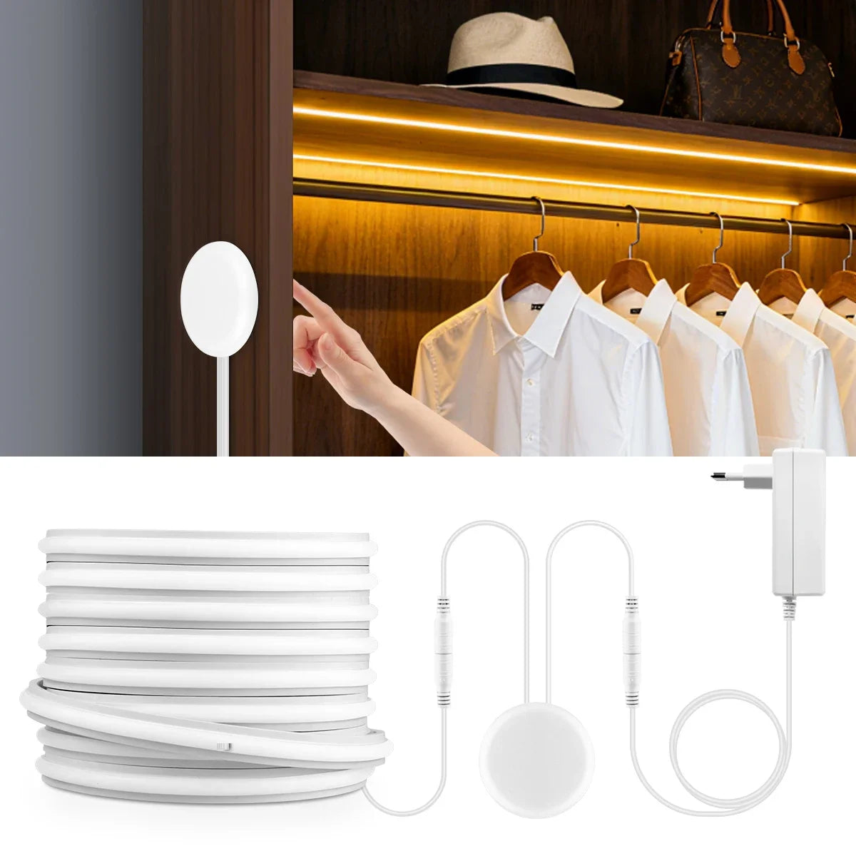 ruban led flexible blanc moderne adhésif 180deg coupable adaptateur 24v variable