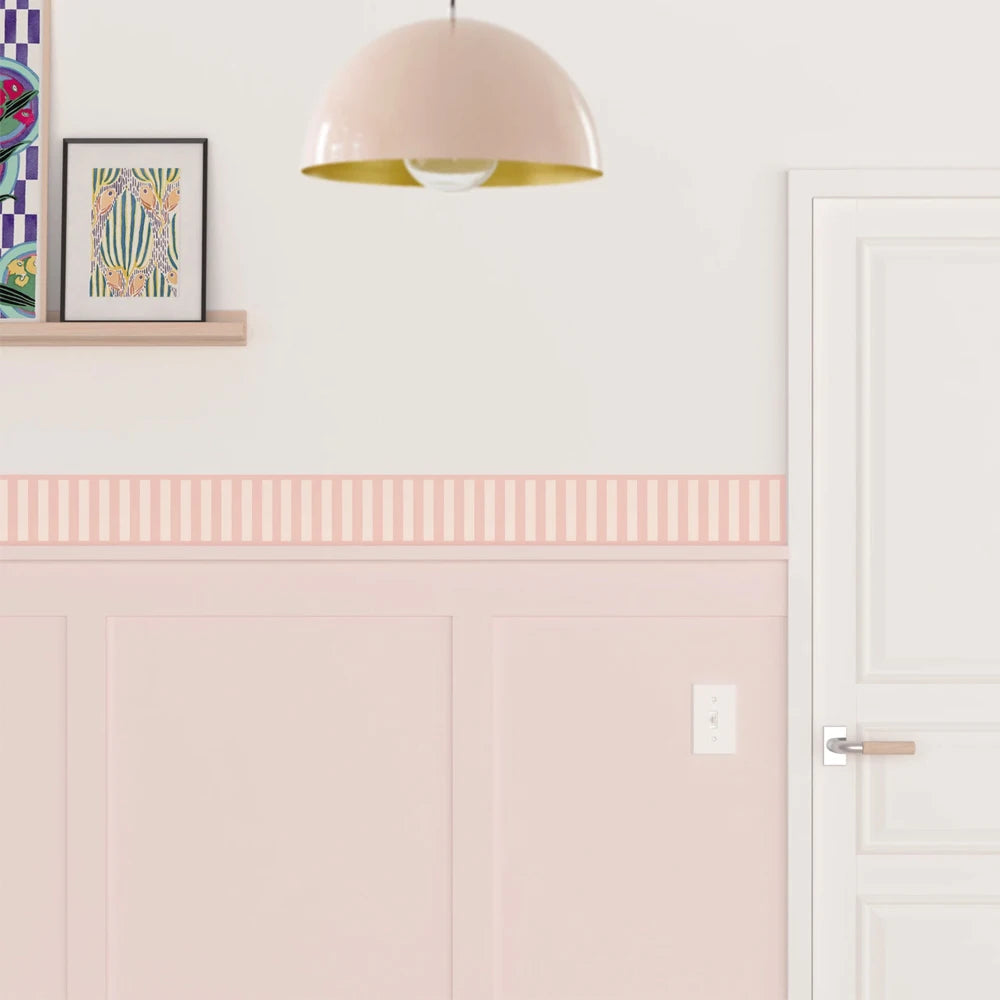 bordure murale décorative rayées autoadhésives moderne jaune rose clair vert violet