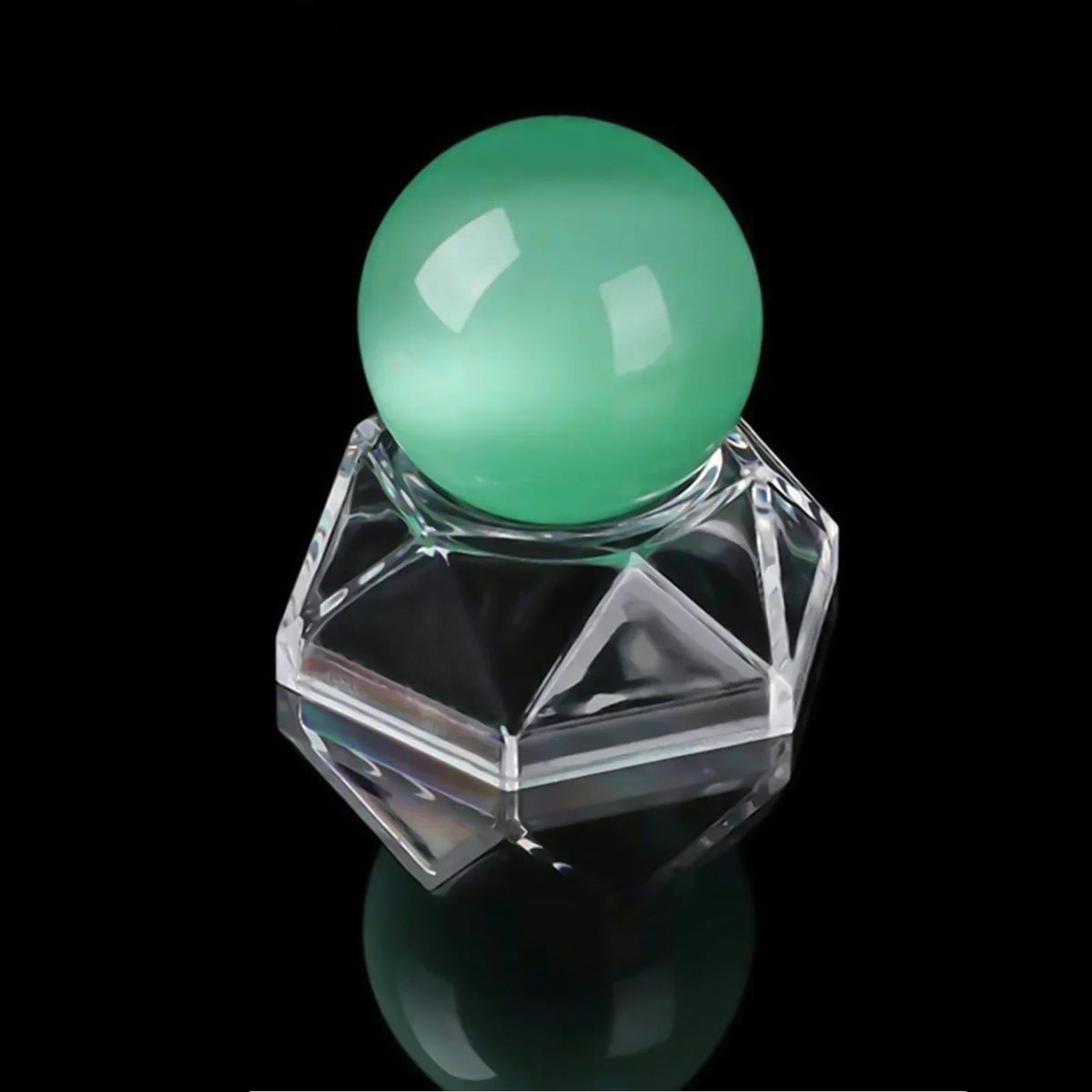 présentoir transparent support présentation acrylique facettes géométriques moderne boule clip base décoration
