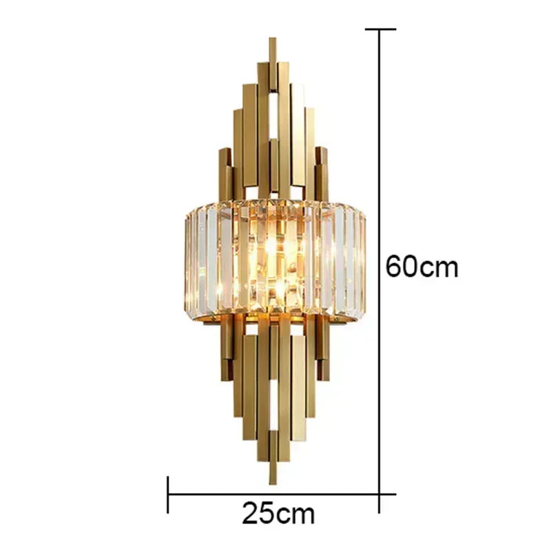 applique murale moderne or transparent led verrous vertical chambre salon