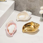 support savon coquillage iridescent or argent rose pâle moderne décoratif casa française respectueux environnement