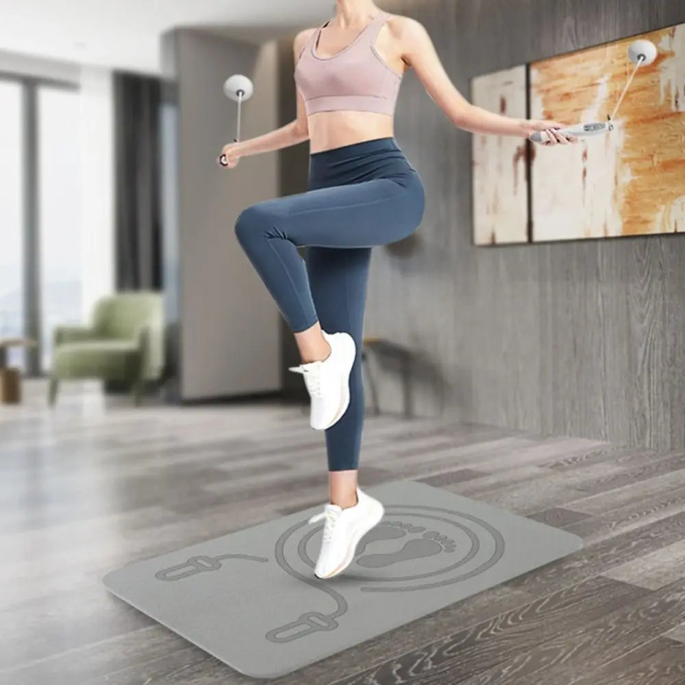tapis sport yoga tpe antidérapant motif pieds corde sauter moderne rose bleu gris