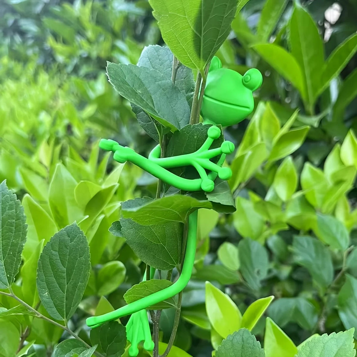 support plante forme grenouille verte plastique pattes articulées mignon adhésif 12 pièces