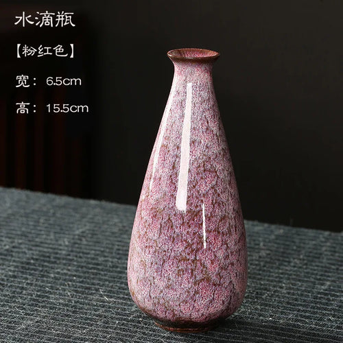 vase céramique marbré violet rouge bleu vert moderne 15.5x6.5cm