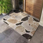 tapis sol moderne gris beige marron noir motif galets résistant intérieur extérieur porte