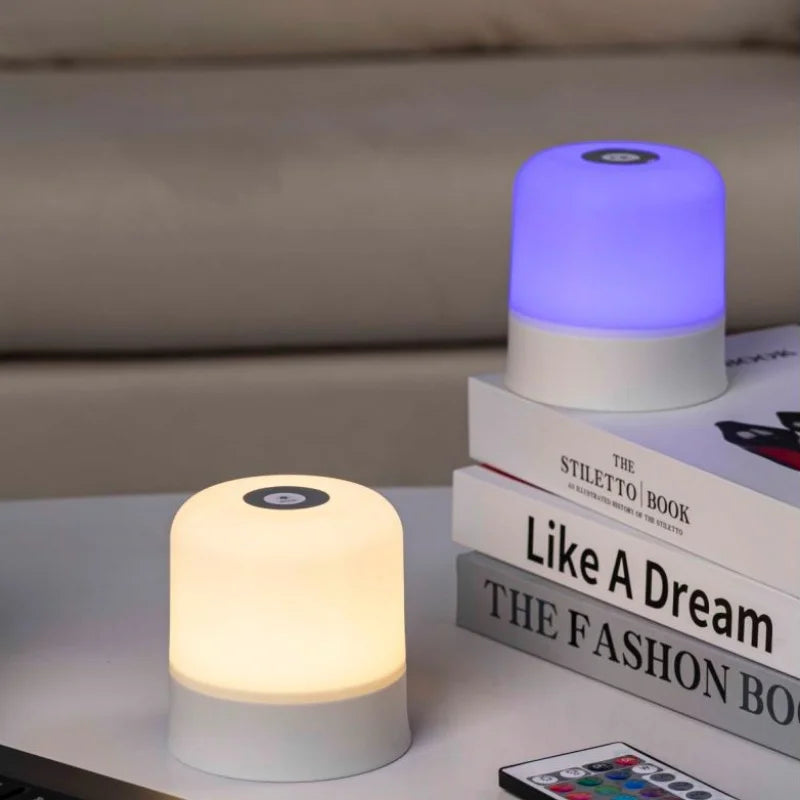 lampe table led tactile 16 couleurs rechargeable intensité variable lampe ambiance portable moderne blanc