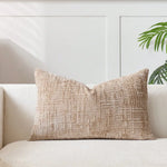 coussin chenille motif géométrique beige moderne 30x50cm machine lavable fixations oreilles