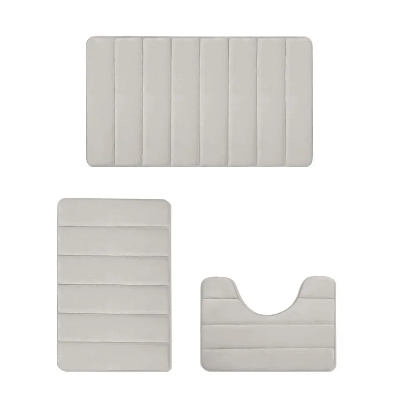 tapis bain doux texturé gris clair kit moderne deux tailles toilette