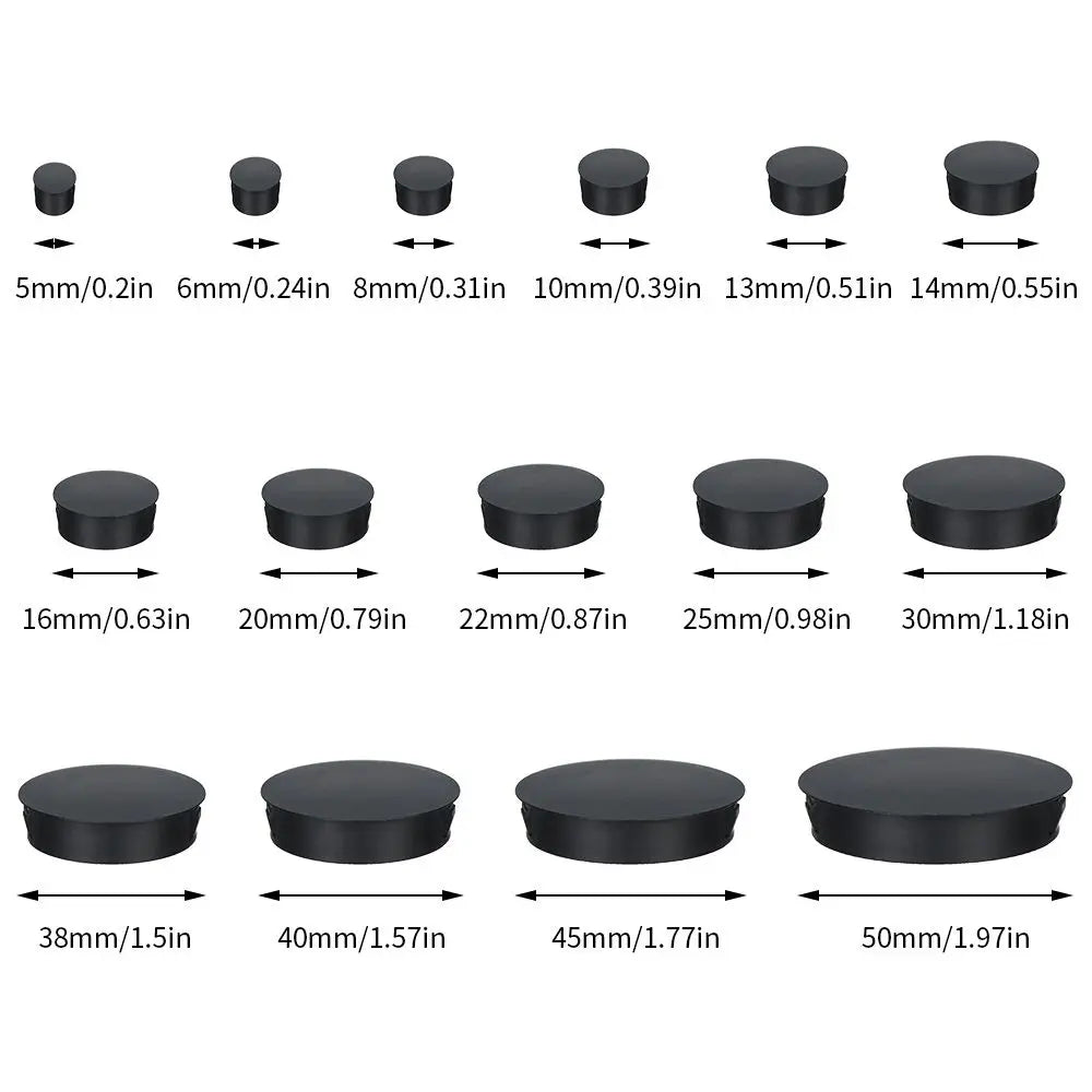 bouchons trou noirs plastique adhésifs pratiques pièces round variées dimensions