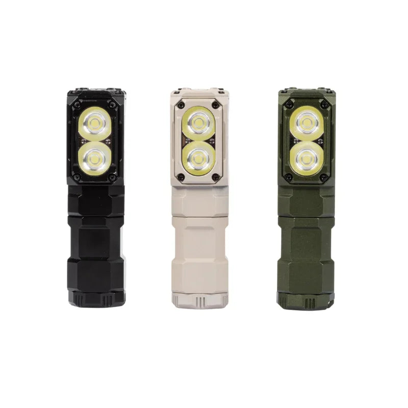 lampe torche rechargeable led beige noir vert olive moderne robuste deux diodes centralisée băng