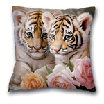 taies d'oreiller animaux imprimées tigres chats chiens orange noir blanc vert polyester peachskin 45x45cm