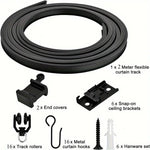 rideau rail flexible noir moderne clips suspension mur plafondversible