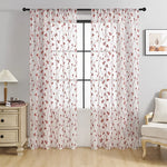 rideau transparent brodé feuilles protection uv polyester moderne blanc noir jaune vert turquoise floral