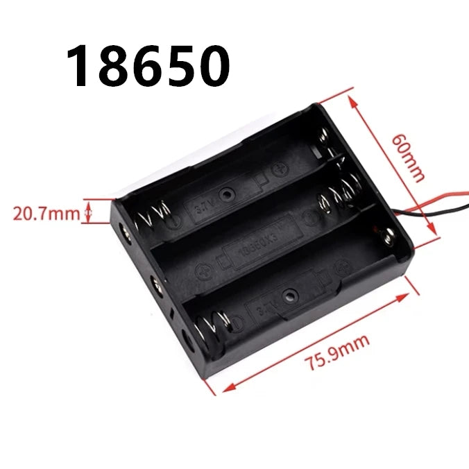 boîtes rangement batteries 18650 AA noires clips pratiques emplacements multiples