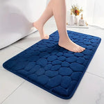 tapis bain doux gris marron motif galets moderne salle bain absorption rapide lavable machine